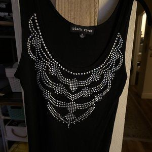 Black Rivet Sleeveless Tank Top w/ BLING